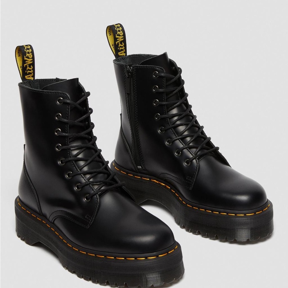 Dr. Martens Black Combat Moto Boots with Platform Sole
